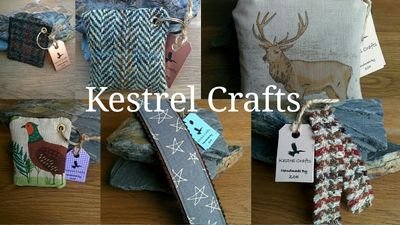 Handmade Arts & Crafts - Handmade items using Harris Tweed fabric to make Keyring, Bags, Shabby Sash Keyring, Brooch, Bookmarks + Encaustic Wax Art pictures