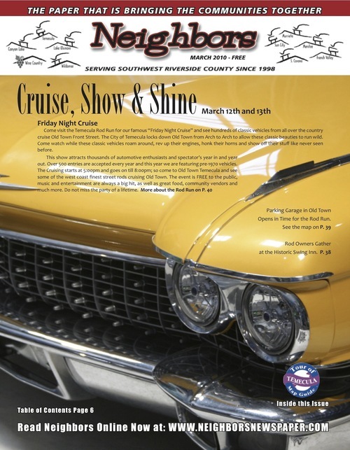 neighborsnews's profile picture. Neighbors is the fastest growing free community newspaper serving the Temecula Valley and the surrounding communities of Temecula, Murrieta, Wildomar, Canyon La