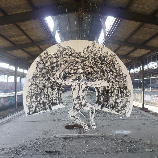 I hang up large-scale shaped canvasses with ink drawings into architecture.
#artist #filmmaker curator #artinterventions #shortfilm #artinstallations #photos