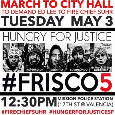 official #Frisco5 #hungerforjusticesf we went on 17 day hunger strike . black brown united against police terror! #recalledlee press inquiries please DM