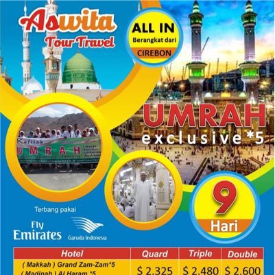 Penyelenggara haji umrah | Tour Organizer | M.I.C.E | Outbond | Inbound | Ticketing Online | Info 081384661367 | https://t.co/6B4o0w7sJC