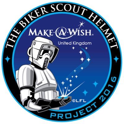 Charity project featuring one-of-a-kind Fan Made customized Biker Scout helmets. All proceeds to Make-A-Wish UK