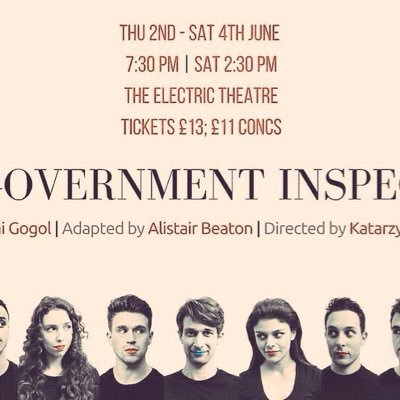 GovInspectorGSA's profile picture. @The_GSA MA Actors present Nikolai Gogol's THE GOVERNMENT INSPECTOR | 2nd-4th June 2016 | The @ElectricTheatre, #Guildford | Directed by Katarzyna Deszcz.