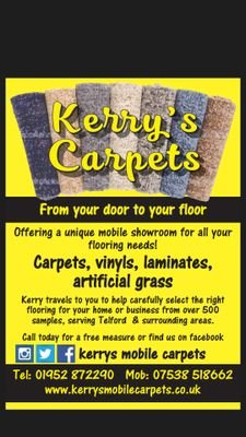 Kerry's Carpets offer a mobile showroom. Bringing flooring samples to you, helping you make the right choices in your own home. Call today!!!  07538 518662