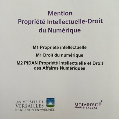 Masters Droit du Numérique & Propriété intellectuelle - Univ. Paris Saclay - UVSQ