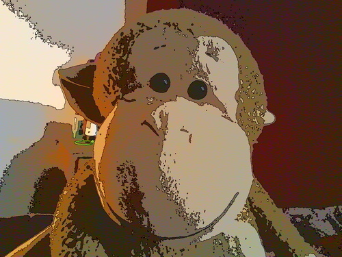 ook - I like you human - ook! I'm a monkey from space - I make films and eat music beans. Follow me to the future - ook!