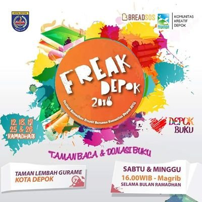 Festival Ramadhan Kreatif Bersama Komunitas Depok | Ig: @freakdepok | Fp: https://t.co/t3ZxjdbOZj | #FREAKDepok2016