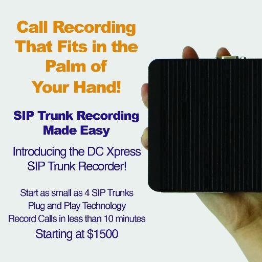 Record your SIP Trunks starting at $1500! The DupliCALL DC Xpress provides a low cost SIP Trunk Recording Solution with a Plug and Play installation.