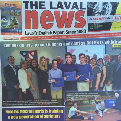 The Laval News is published and distributed in the City of Laval since 1993