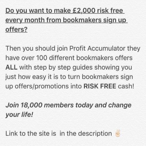 Join thousands of members currently making £1,000+ every month from bookmakers sing up offers!