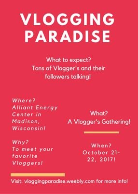 VLOGParadise's profile picture. A gathering in Wisconsin for ALL Vloggers & their followers! Hosted & Founded by @jstruckingvlogs! Intended Date: October 21-22, 2017!