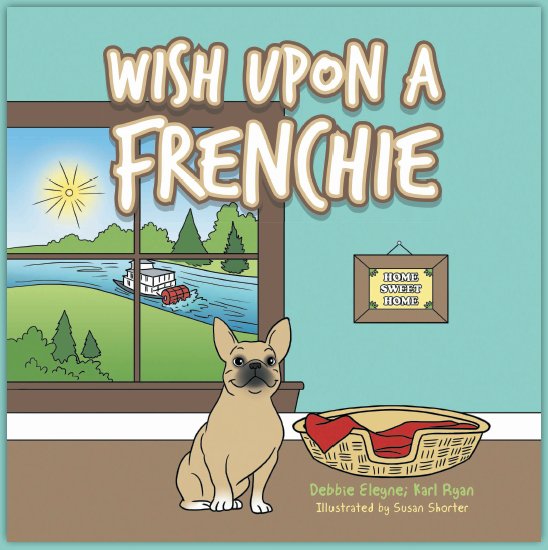 French Bulldogs, Mister Runkle and Lady Bella living riverside on the Thames near London. Stars of the illustrated children's book 'Wish upon a Frenchie'