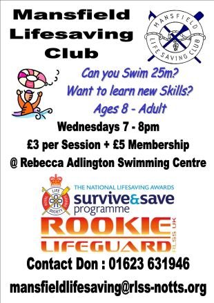 Wednesday's 7-8pm during notts school term time at Rebecca Adlington Swimming Centre  £3 per session and £6 yearly membership