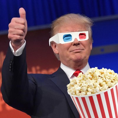 Image result for trump eating popcorn