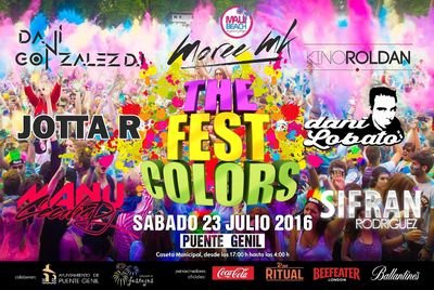 El mayor festival de colores llega a Puente Genil el próximo 23 de Julio!
Facebook: TheFestColors