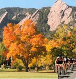 A bunch of cyclists in Boulder, coordinating rides. https://t.co/x5SNvTNTn6…