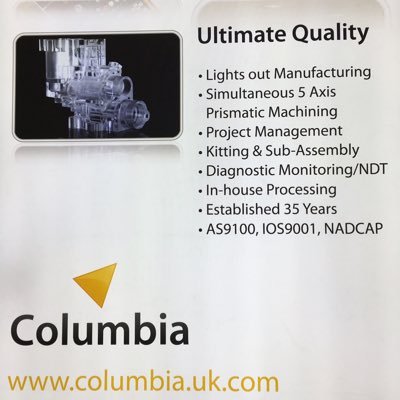 ColumbiaPrecis2's profile picture. 'Ultimate Precision' is the benchmark Columbia has sought to maintain since 1980. Internationally recognised suppliers to Aerospace, Defence, Motor Sport