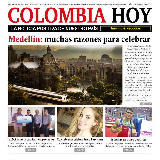 PERIÓDICO COLOMBIA HOY EUROPA, La Noticia Positiva de COLOMBIA