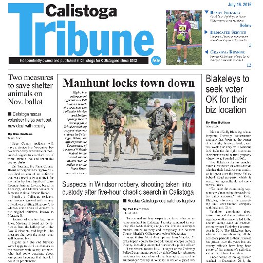 Independently owned weekly newspaper published in Calistoga by Calistogans since 2002.
