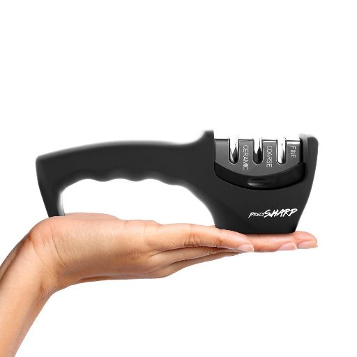 Kitchen & Outdoor Knife Sharpener 3 Stage Professional Knife-Sharpening System | Sharpens Steel & Ceramic Knives in All Sizes
-- by PreciSharp