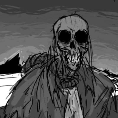 twitter account for Hogarth Hangedman, a weird west/horror comic about a skeleton with a gun