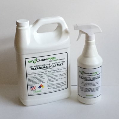 EcoChemPro Cleaner & Degreaser is the most advanced cleaner on the market. 100% Biodegradable - Neutral pH - No VOCs - No Alkalines - No Acids.