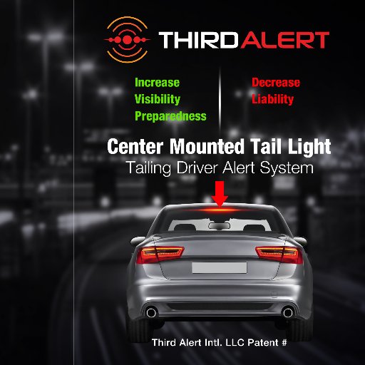 Pioneering patented technology for rear end collision avoidance. Texting and driving KILLS. Find out how you can get Third Alert at getthirdalert@yahoo.com