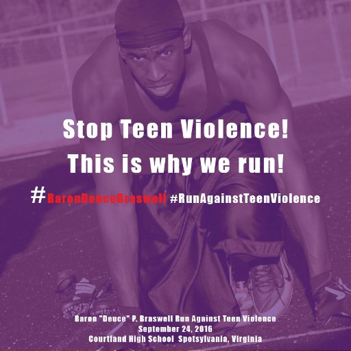 The official page of the Baron “Deuce” P. Braswell Run Against Teen Violence. Honoring the memory of Deuce who was murdered in 2006 by an act of teen violence