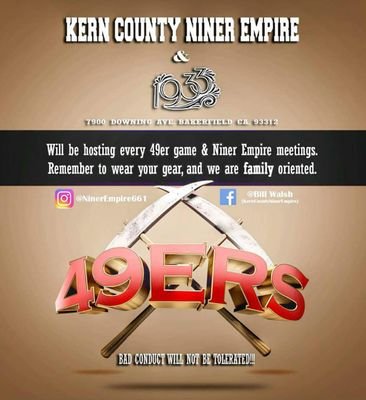 Kern County Niner Empire 661 is an official 49ers Booster Club.We promote a family oriented club for all Niner fans in Kern county area #NinerEmpire661#661