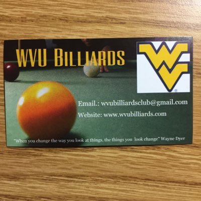 Twitter account of the West Virginia University Billiards Club. 2015 Radford TPT champions.