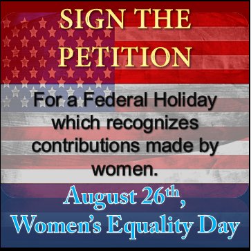 Still today, not a single holiday honors a woman's contribution. Let's change that. Sign the petition. https://t.co/kCIfLIKSf6
#19thamendment @womenforaction