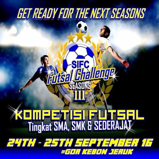 sifc_jkt's profile picture. Turnamen SMA/Sederaja | SIFC2016. 
CP : 57D7F9DC(Ridwan)
56CA5ED7(Riani)