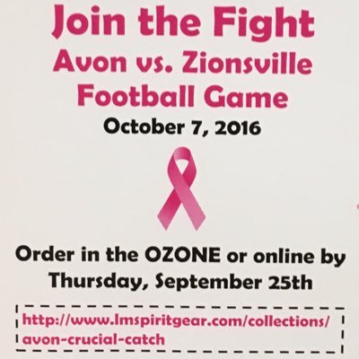 Avon HS is partnering with Crucial Catch to raise money for breast cancer. Support those in your community by purchasing shirts for the football game on Oct. 7!