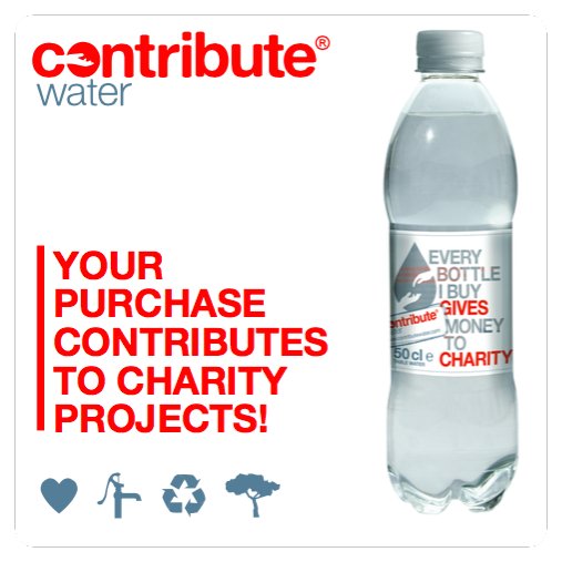 Contribute Water is a charity water. For every bottle YOU purchase, part of the revenue will go to water projects in Africa.