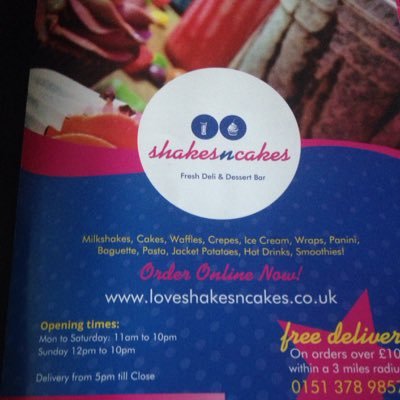 Shakesncakes - Fresh Deli & Desert Bar:- 8 Childwall Parade, Pilch Lane, Liverpool L14 6TT 😘🍧🍰🍧🍰 Instagram: @shakesncakes01