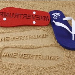 The most logical way to protest the endless flip-flops of Donald Trump. Order a 100% Made-in-the-USA pair today! #IfTheShoeFits #HugeFootprints
