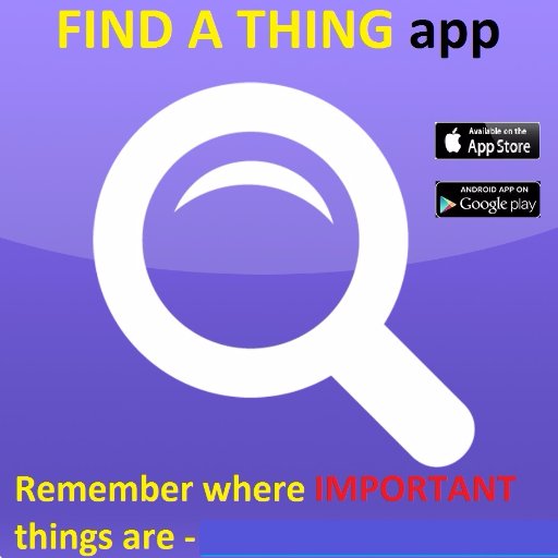 FindaThing's profile picture. Use the FINDATHING app to REMEMBER WHERE IMPORTANT THINGS are - LIST MAP and LOCATE things FAVORITE restaurant, WEB pass, LOAN, KEY-  FINDATHING - APP Store &GP