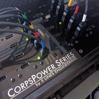 #LoseThePowerStrips - Designed by 5 Lines Engineering, the 50-port CorpsPower USB Power Stations are an all-in-one solution for music & touring groups