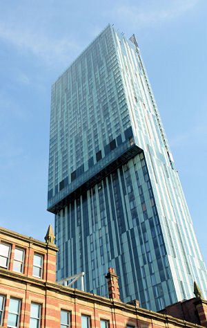 The Beetham Tower is the iconic 47 storey building at Deansgate, Manchester.