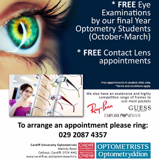 Cardiff University Optometrists. We offer a wide range of high quality optometric services to the public and staff and students at the University.