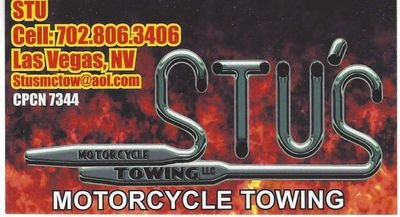 stusmctow's profile picture. Las Vegas Motorcycle Towing
Towing all makes and models of motorcycles in Las Vegas and surrounding areas.
#LasVegas #Motorcycle #Towing #MotorcycleTowing