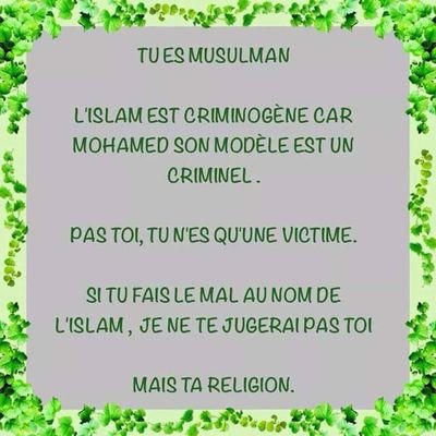 Être musulman, c'est adhérer et pratiquer l'islam.Quant à religion de paix et d'amour, aucun érudit musulman ne le prétend.
#ExMusilm  #ExMuslimSupport
