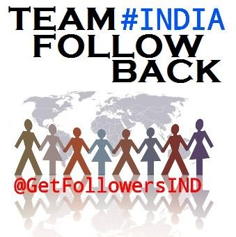 GetFollowersIND's profile picture. #TeamFollowbackINDIA 
Get Indian followers by follow to follow. #FF
100% #Followback.
Keep notifications on and DM us for shoutout your handle.