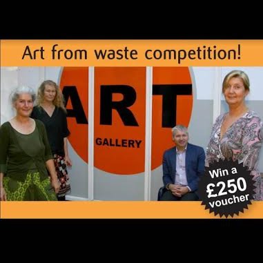 Competition - using waste materials to create Art. Giving you a chance to win a £250 first prize voucher, 2nd place voucher- £150 & 3rd prize voucher of £100!