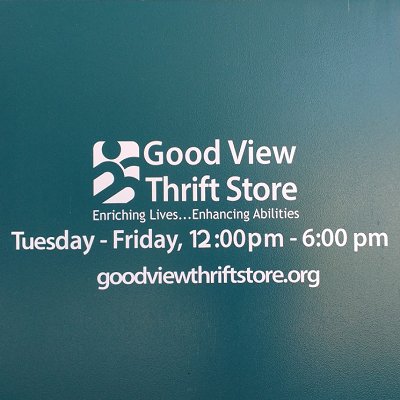 introducing the Good View Thrift Store! We offer great vintage items, clothes for the whole family, and much more. Open Tues-Fri, 12 PM to 6 PM. 105 S Benton St