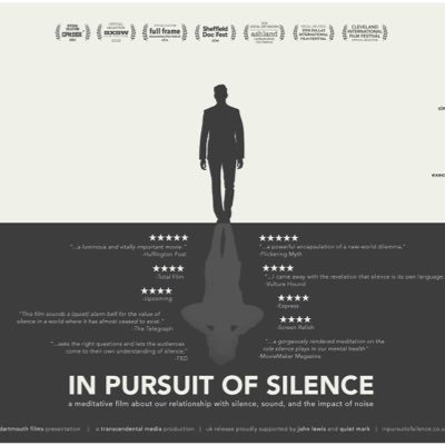 IN PURSUIT OF SILENCE is a film exploring silence, our relationship w/sound & the impact of noise. See it on VIMEO, iTunes, Amazon, DVD/BD. #pursuitofsilence