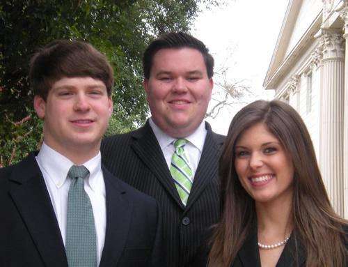 Cameron Secord, Alysa Walden, and Warren Hawkins running for UGA SGA with YOUR MONEY and YOUR VOICE in mind.
