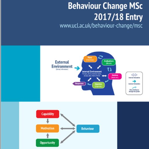 UCL’s Centre for Behaviour Change launches UK’s first interdisciplinary MSc programme in Behaviour Change. 1 year or flexible part-time; Dip. and Cert. options.