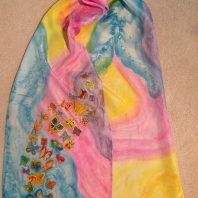 I create one-of-a-kind hand-dyed silk wearable art inspired by my personal experiences. I also create home decor items on silk and abstract acrylics.