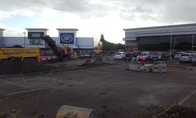 RG Group are the main contractor in the Gallagher retail park in Wednesbury. We are managing the car park/road work and shell work on site.